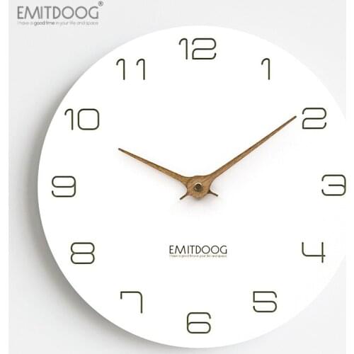 EMITDOOG Silent Classical Wall Clock Non Ticking 12 inch Accurate Sweep Movement Wood Decorative Wall Art Clock for Living Room