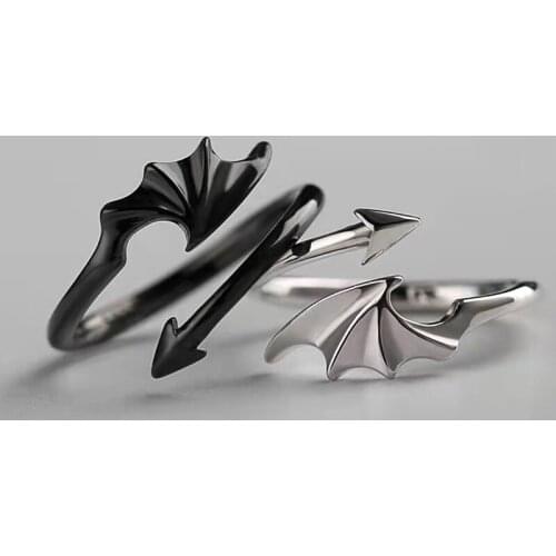 Punk Style Little Magic Dragon Gothic Evil Angel Ring Halloween Gift Holiday Party
