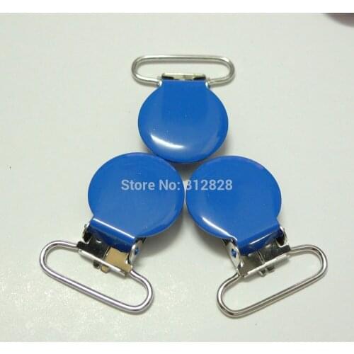 25pcs 1'' 25mm #MD18 Royal Blue Colored Enamel Round Shaped Suspender Clips