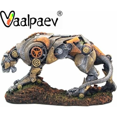 Mechanical Leopard Panther Resin Action Figure Animal Toys For Fishes Tank DIY Landscaping Aquarium Home Decoration Crafts Desk