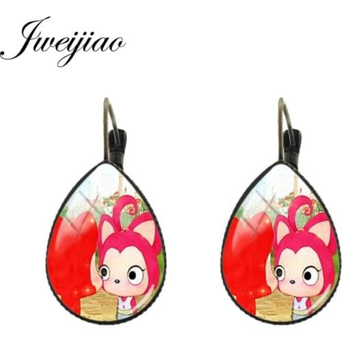 JWEIJIAO Cute girls Earrings Cartoon photo Tear water-drop Ear Clip Earrings Antique Bronze charm children jewelry gift AL25