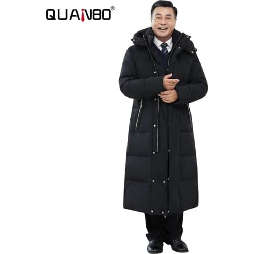 Black Winter Jacket 2020 New Top Quality 90% White Duck Down Men Winter Coat X-Long Over The Knee Thick Warm Men Jacket
