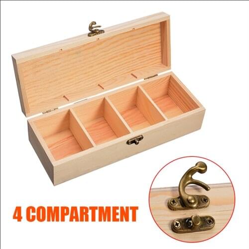 New Mayitr 4 Compartment Wooden Storage Box Tea Jewelry Watch Container Case with Lock For Home Craft Box Tool