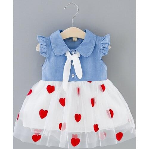 2021 New Fashion Summer Dress Baby Little Girl Clothing Girls Party Dressed Wedding Cute Clothes Bow Heart Print babys Princess