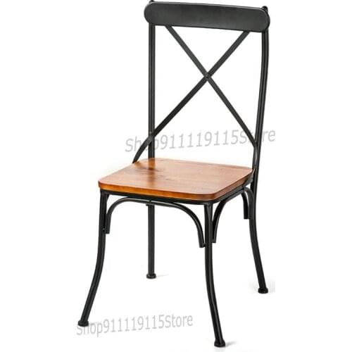 Customized Industrial Wind Chair Iron Solid Wood Dining Chair Retro Bar Balcony Leisure Chair Dining Room Single Cafe Chair