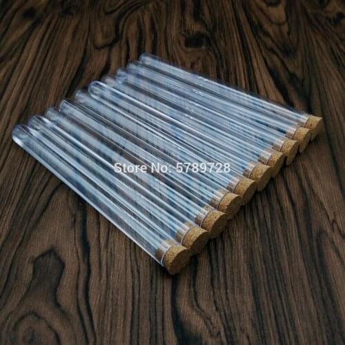 10Pcs 15x150mm Transparent Laboratory Clear Plastic Test Tubes Vials With Corks Caps School Lab Supplies Wedding Favor Gift Tube