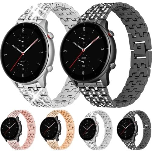 Women Diamond Strap for Huami Amazfit GTR 42/47mm GTR 2/2e Watch Band for Amazfit Watch GTS 2/Bip Bracelet Metal Belt 20mm 22mm