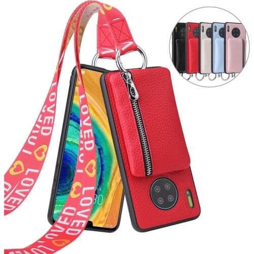 Neck Lanyard Zero Purse Wallet Phone Case for Huawei P20 Lite P30 Pro Mate 20 Lite Mate 30 Pro Honor 20 Pro Coin Pocket Cover