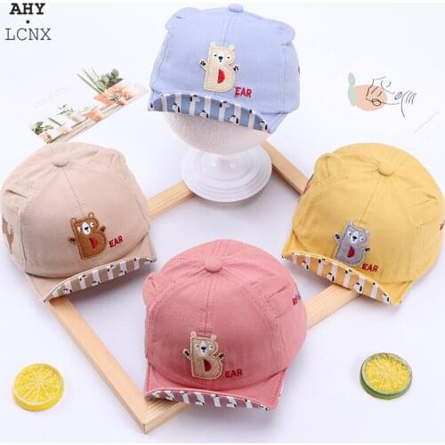 New Baby Soft hat brim Sun Hat Cotton Letter Embroidery Hat Girl Boy Sun Protection Adjustable Cute Outdoor Bear Cap