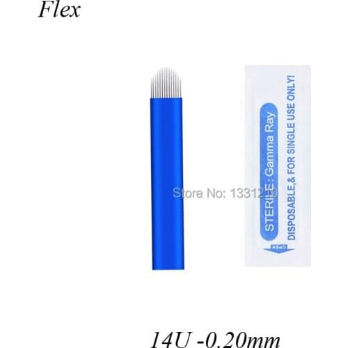 Blue Blades Microblading 14 Agulha Needles Tatuagem Forma U14 Diam 0.20mm Disposable Microblade for Semi Permanent Makeup 3D Pen