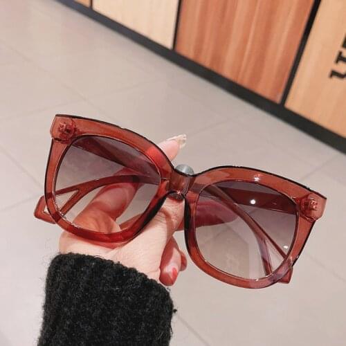 SO&EI Fashion Square Sunglasses Women Vintage Brand Designer Shades UV400 Men Cat Eye Orange Tea Sun Glasses