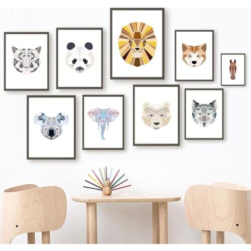 Tiger Panda Lion Fox Horse Wolf Mouse Wall Art Canvas Painting Nordic Posters And Prints Wall Pictures Kids Room Nursery Decor