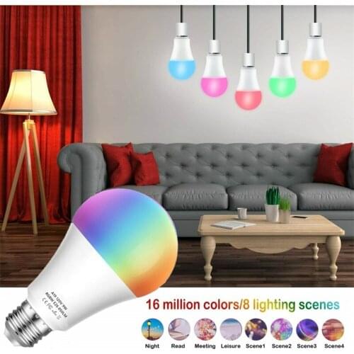 E27 E26 B22 9W Smart WiFi LED Light Bulbs RGB+CW Dimmable Lamp AC 110V 220V for Alexa Google Home Decorative ampolleta' smart