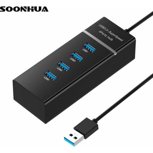 SOONHUA High Speed 4 Port Usb 3.0 Hub Multi HUB Splitter Expansion Adapter With LED Indicator for Phone Laptop PC Tablet