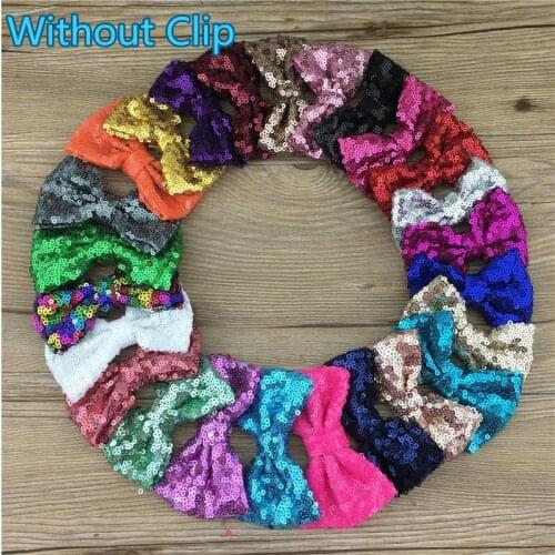 XIMA 25pcs/lot 3''DIY Handmade Sequin Bow WITHOUT CLIP Girls Hair Accessories Sequin Hair Bows for Girls Accessories