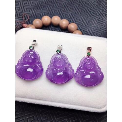 Top brand hollow hand-carved Buddha purple jade pendant jade necklace women necklaces emerald pendants jade jewelry
