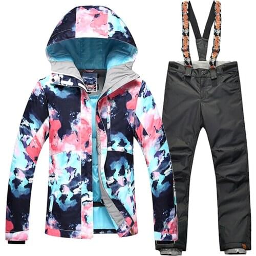 GSOU SNOW Winter -35 Degree Women Ski Suit Female Snowboarding Suits Waterproof 10K Super Warm Skiing jacket+Pants Outdoor Sport