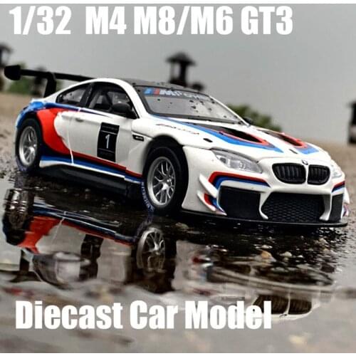 1:32 M4 M8 M6 GT3 Free Wheeling High Light Sport Racing Alloy Car Model Toy Diecast Metal Miniature Replica Car Kids Toys Gifts