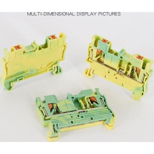 1pcs 2.5 square wire yellow and green earth terminal plug connection pt2.5-pe guide rail terminal