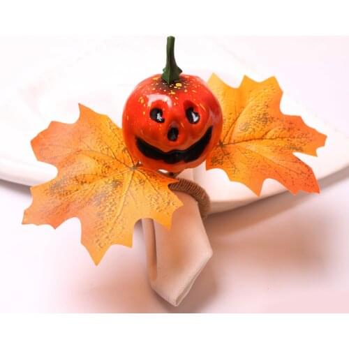 10pcs Halloween Bar Decorations Easter Pumpkin Napkin Button Napkin Ring Maple Leaf Napkin Ring