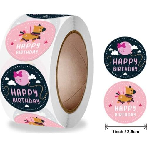 100-500Pcs Cute animals Happy Birthday Stickers Party decor Kids toys Gift packaging Seal Label Sticker for Business, Envelope