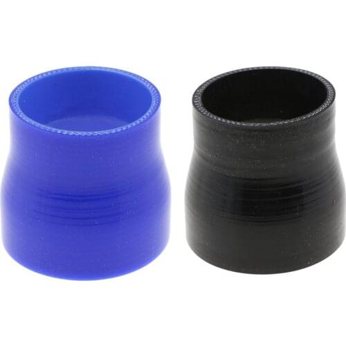 2PCS 2-2.5inch Silicone Coupler Straight Reducer Hose Intercooler Blue+Black
