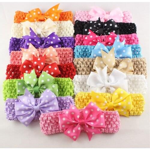 200pcs/lot Baby Girl Hairband Newborn Headwear Children Hair Accessories Polka Dot Bowties Kids Hair Clips Taenia Bandeau