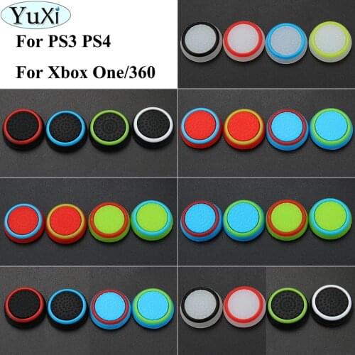 YuXi 4pcs Silicone Analog Thumb Grips Cover For PS4 Controller Thumb Caps For PS4 Pro Gamepad For Xbox One For Xbox 360