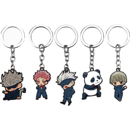 Jujutsu Kaisen Anime Keychains Metal Chaveiro Gojo Satoru Yuji Panda Sukuna Keyrings Car Key Chain Jewelry llaveros Accessory