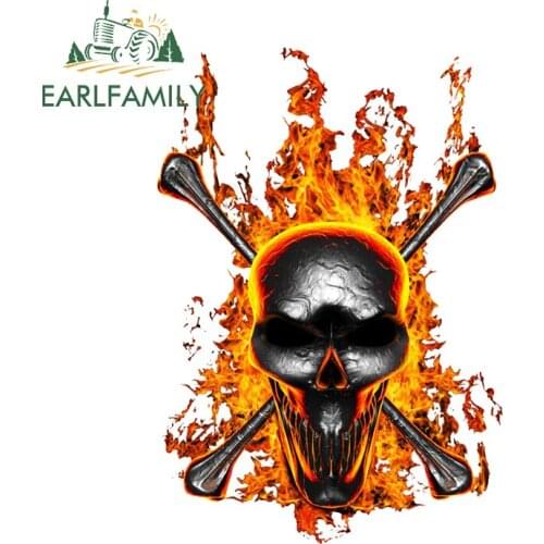 EARLFAMILY 13cm x 9cm for Maltese Cross Skull Cool Car Stickers and Decals Trunk Bumper Trunk Decal Vinyl Car Wrap Waterproof
