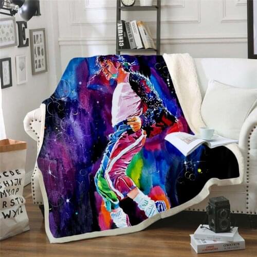 Michael Jackson 3d printed fleece blanket for Beds Hiking Picnic Thick Quilt Fashionable Bedspread Sherpa Throw Blanket style-4