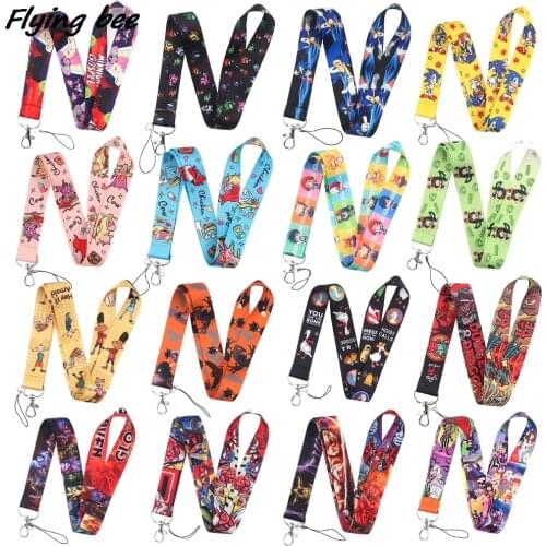 Flyingbee Anime Cartoon Creative Lanyard Badge ID Lanyards Mobile Phone Rope Key Lanyard Neck Straps Accessories X1369