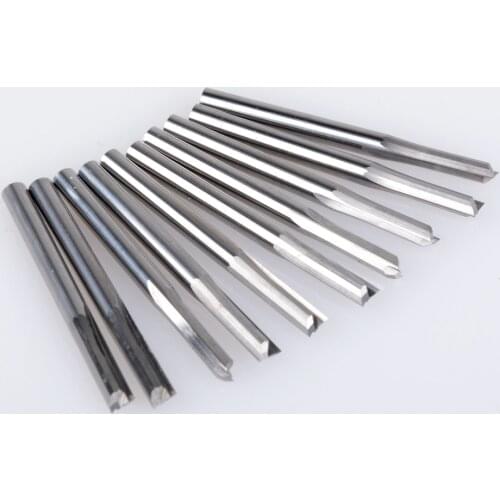 10Pcs 3.175x12mm Double Two Flute Straight Slot CNC Router Bits Wood MDF Milling