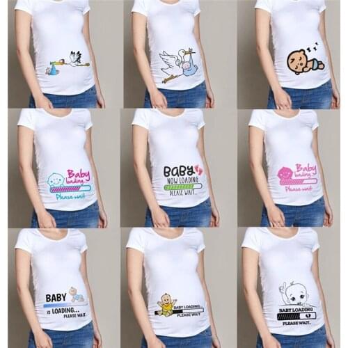 FIXSYS Pregnant Women Maternity Clothes Baby Print Pregnant Funny T-shirt Summer Maternity Tops Pregnancy Announcement New Tops