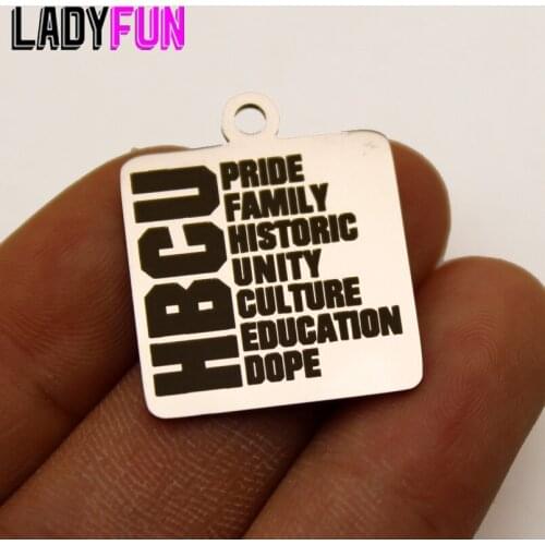 HBCU Charm Stainless Steel Pride Education Historic Unity Charms High Polish Mirror Surface Pendant 10pcs/lot