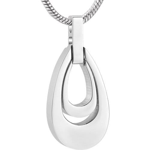 IJD10726 Stainless Steel Double Tear Cremation Memorial Necklace for Ashes Urn Souvenir Keepsake Pendant Jewelry