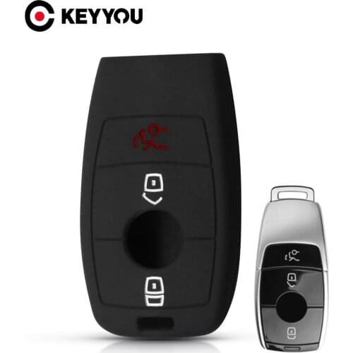 KEYYOU 3 Button Silicone Car Key Case Key Rings For Mercedes Benz 2017 E-Class E43 W213 E300 E400 2016 2017 Sedan