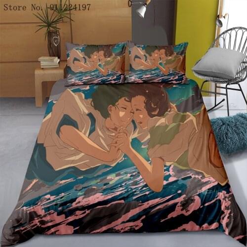 Cartoon Anime Printed Duvet Cover Set Fashion Luxury Bedding Set Totoro Quilt Cover Double Full Queen King Size Bedclothes