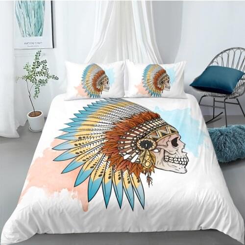 3D Design Duvet Cover Sets Bedding Sets Quilt Covers Pillow Cases Full Twin Single Double Size Indian Skull Custom Bedding sets