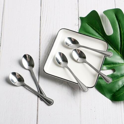 Creative Small Tea Spoon Silver Dessert Coffee Spoon Stainless Steel Ice Cream Mixing Stir Scoop Tableware set 4.3inch 11cm