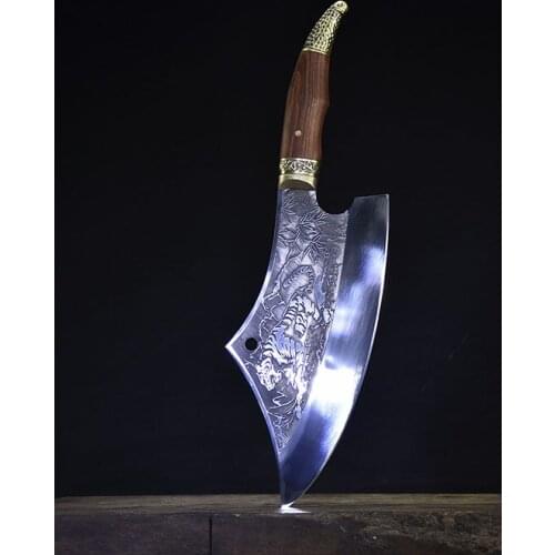 Little Cook Professional Chinese Kitchen Chef Knife Multifunctional Meat Cleaver Vegetable Cutter Fixed Blade Cooking Tools