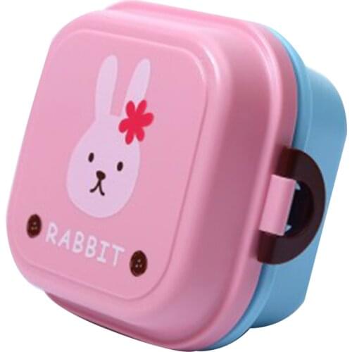 Cute Healthy Plastic Double Layer Lunch Box Cartoon Kids Bento Boxes Food Container Children Lunchbox BPA Free-30