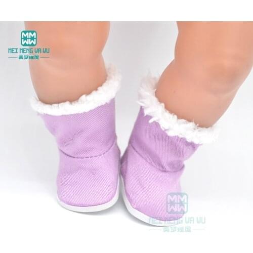 Fashion Purple woolen boots shoes for dolls fits 43 cm new born dolls and 45cm american doll accessories