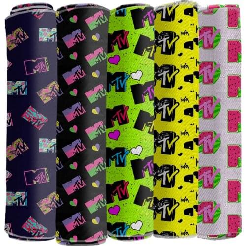 MTV Design Polyester Fabric DIY Kids Home Textile for Sewing Cartoon Twill Fabric 50*145cm