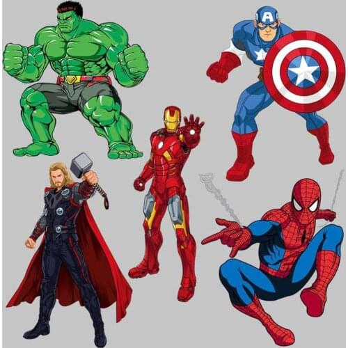 Cartoon DIY Spiderman Captain America Ironing Patches Disney Hot Transfers Clothing Patch Sewing Clothes Bag Decration Sticker