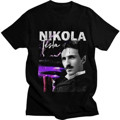 Nikola Tesla Tshirt Men Harajuku Tee Tops Cotton T Shirt Short Sleeve Electricity Science Physicist Energy Geek Nerd T-shirt