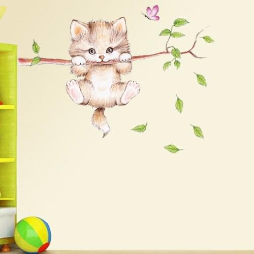 Lovely Cat Kids Wall Stickers Animal Children Baby Rooms Home Decor Poster Decoration Mural