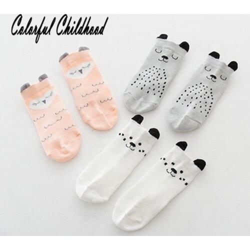 Newborn baby socks boys girls cartoon socks cute puppy owl pattern socks infants all cotton non-slip socks casual kid clothing