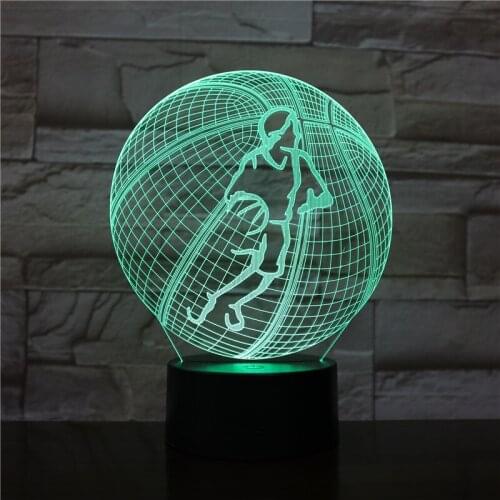 New 3D Basketball Sport Home Decoration LED illusion Touch USB 7 Color Change Lamp Bedroom Night Light Best Child Boys Man Gift