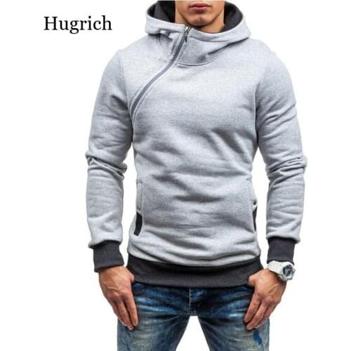2021 Autumn Mens Hoodies Sweatshirts New Slim and Thick Pullover for Male Diagonal Zipper Hoodie Sweatshirt